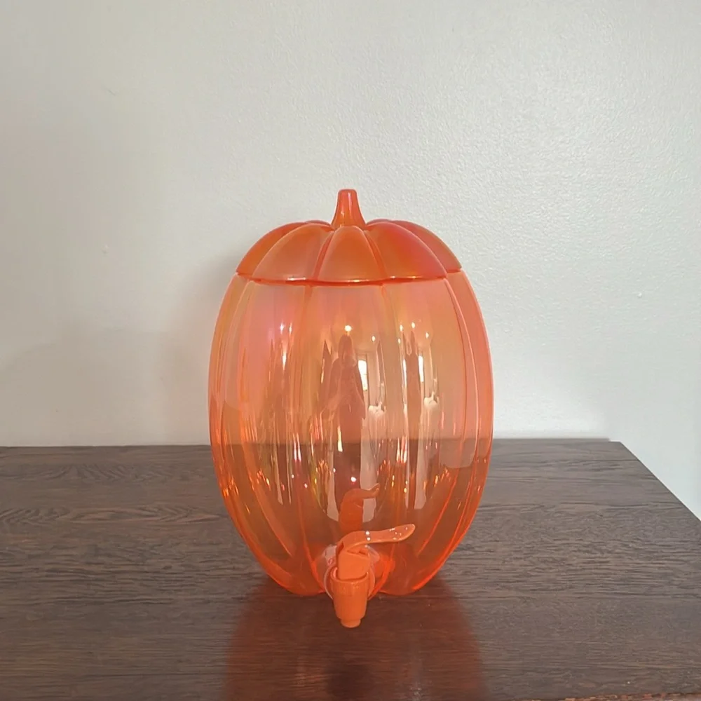 NWT- Iridescent Orange- Fall Pumpkin Shaped Cold Drink Dispenser 196floz